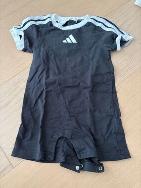 Adidas Black & White Infant Short-Sleeve Romper Size 24 months